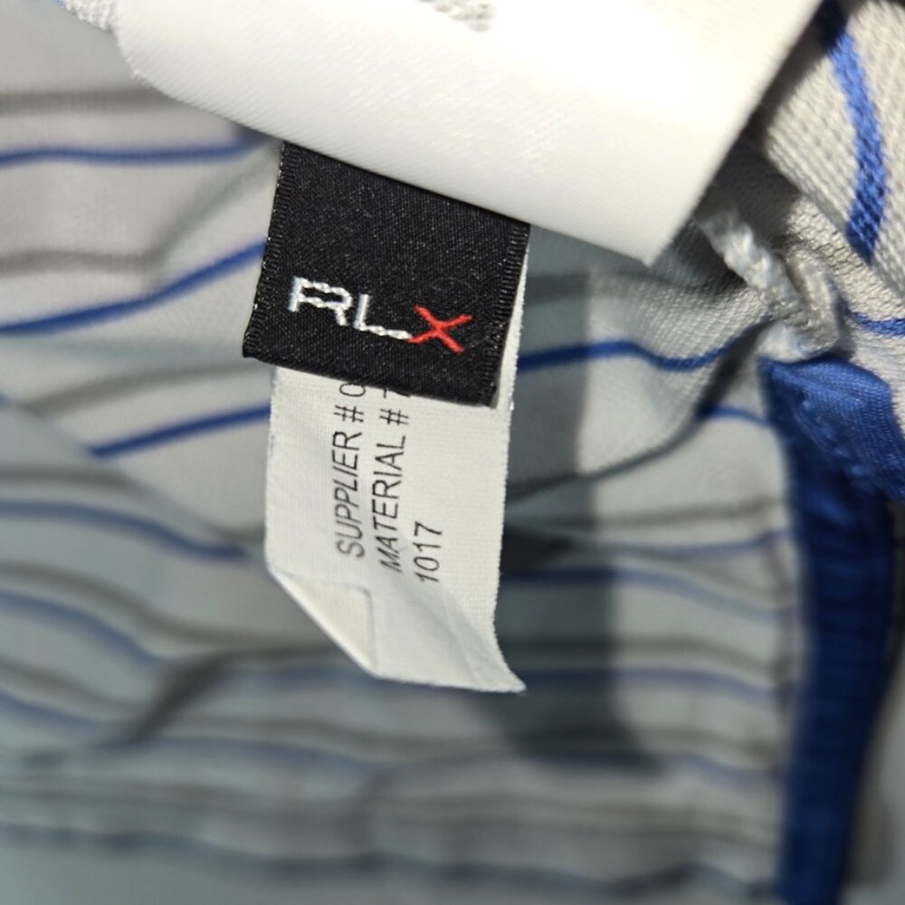 RLX Ralph Lauren Mens XXL The Players Golf Polo Shirt Striped White Blue Gray - Picture 5 of 9
